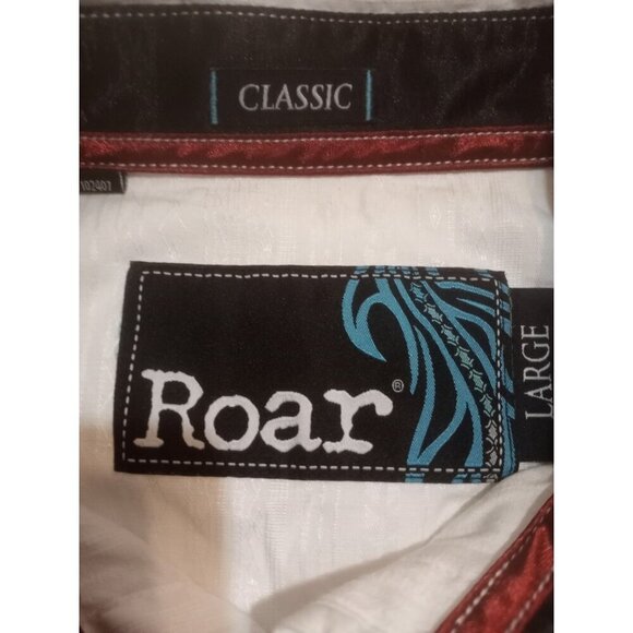 ROAR Buckle Enough Excuses Mens White Embroidered Long Sleeve Button Shirt Large - Picture 9 of 15